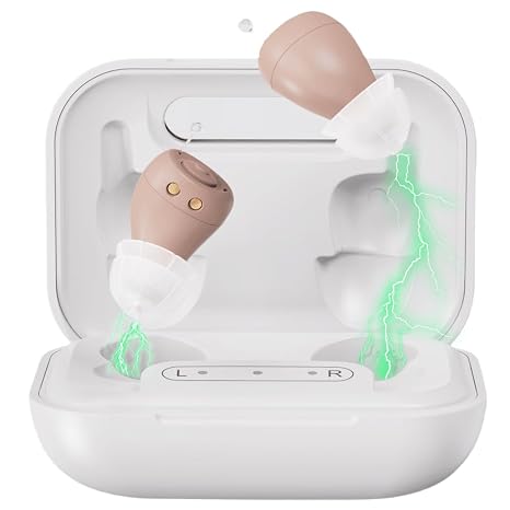 Hearing Aids for Seniors All-New Upgraded Dual-Layer Earpieces Pro 2.0, Rechargeable with Noise Cancelling, Rechargeable Portable Charging Case Hearing Aids, Volume Adjustment All-Day Comfort Crystal Clear Sound