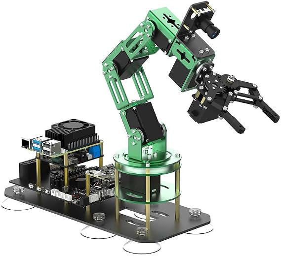 Yahboom Raspberry Pi5 Compatible Robot Arm Robot Kit 6DOF AI Programmable Robot Arm Kit with Camera, Programmable AI Electronic DIY Robot for Adults ROS Dofbot without RPi5