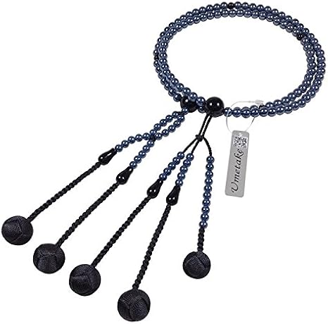 UMT Nichiren juzu Senior Plastic Pearls Plastic Agate Buddhism Prayer Beads Black Woven Balls