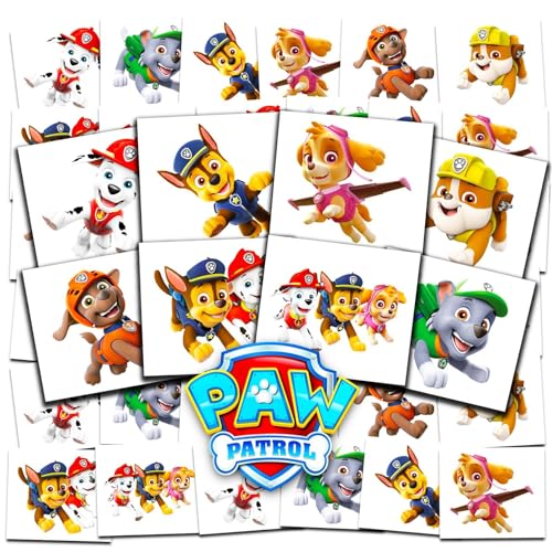 Paw Patrol Tattoos Party Favors Bundle ~ 70 Perforated Individual 2inch x 2inch Paw Patrol Temporary Tattoos for Kids Boys Girls Paw Patrol Party Supplies MADE IN USA Paw Patrol Tattoos