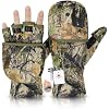 HANDLANDY Cold Winter Weather Fishing Gloves for Men and Women,Fingerless Gloves Convertible Flip Top Mittens