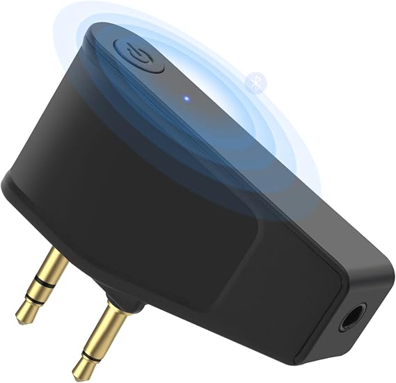 Airplane Bluetooth Adapter Compatible with Bose Wireless/Wired Headphones and Any 3.5mm Aux Jack on Airplane, Bluetooth 5.3 Transmitter Receiver and 3.5mm Audio Jack (2 in 1)
