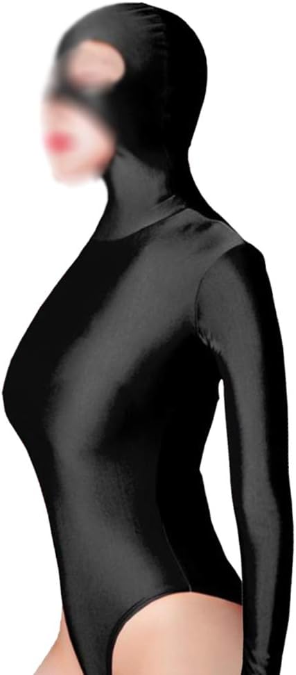 Womens Sexy Zentai Bodysuit Mask 2 Way Zipper Hood Catsuit Party Cosplay Costume Unitard