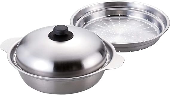 Wahei Freiz Tsubamesanjyo Artisan Crafted Tools, Stainless Steel Tabletop Pot 10.2 Inches 26 cm & Steamer Tray Set, IH Compatible, Made in Japan, Takumiya TY-030
