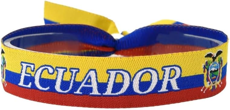 BDM Ecuador Flag Bracelet, Adjustable and Washable Accessory, HD Fabric Embroidery, National Pride, Ecuadorian Culture