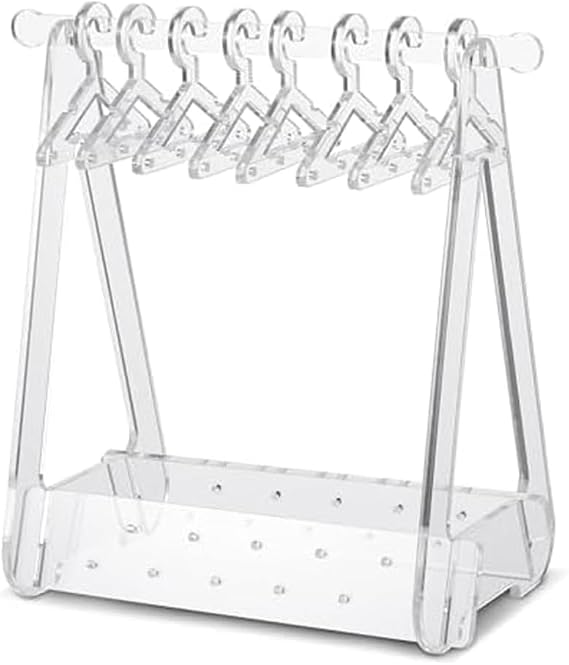 Clear Coat-Hanger Shape Earring Hanger Acrylic Hanger Rack with Mini Hangers Earring Jewelry Display Organizer Easy to Use