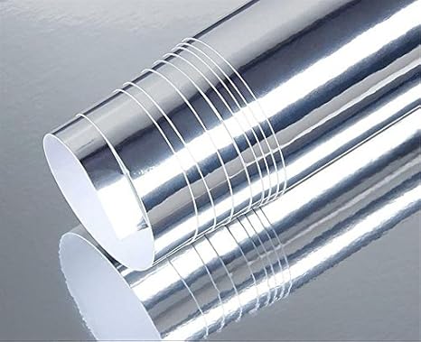 DIYAH Gloss Chrome Mirror Vinyl Car Wrap Sticker with Air Release Bubble Free Anti-Wrinkle 12" X 60" (1 FT X 5FT) (Silver)
