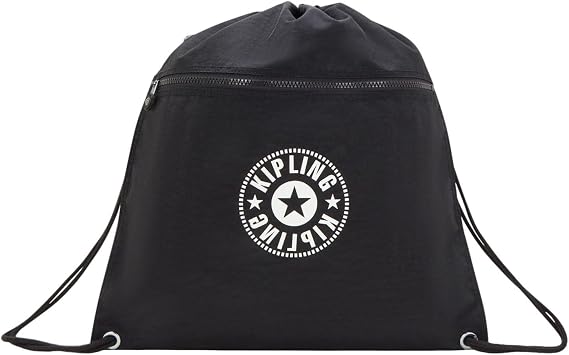 Kipling SUPERTABOO Medium Backpack - with Drawstring, Black Lite - Black