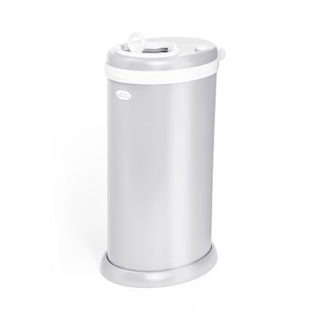 Ubbi Stainless Steel Diaper Pail, No Special Bags, Odor-Locking, Gray | Award-Winning Registry Must-Have, Childproof Safety Lid with Lock, Holds Up To 55 Newborn Diapers, Modern Nursery Essential