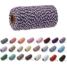 1 Roll 2mm 109 Yard Colourful Cotton Cord Bakers Twine DIY Crafts Gift Wrapping Christmas Wedding Home Decor String Rope (Dark Purple+White)