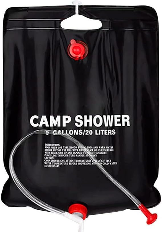 Camp Shower Bag, 5 Gallons/20L Solar Shower Bag, Portable Water Bag with Faucet and Shower Head/Hose