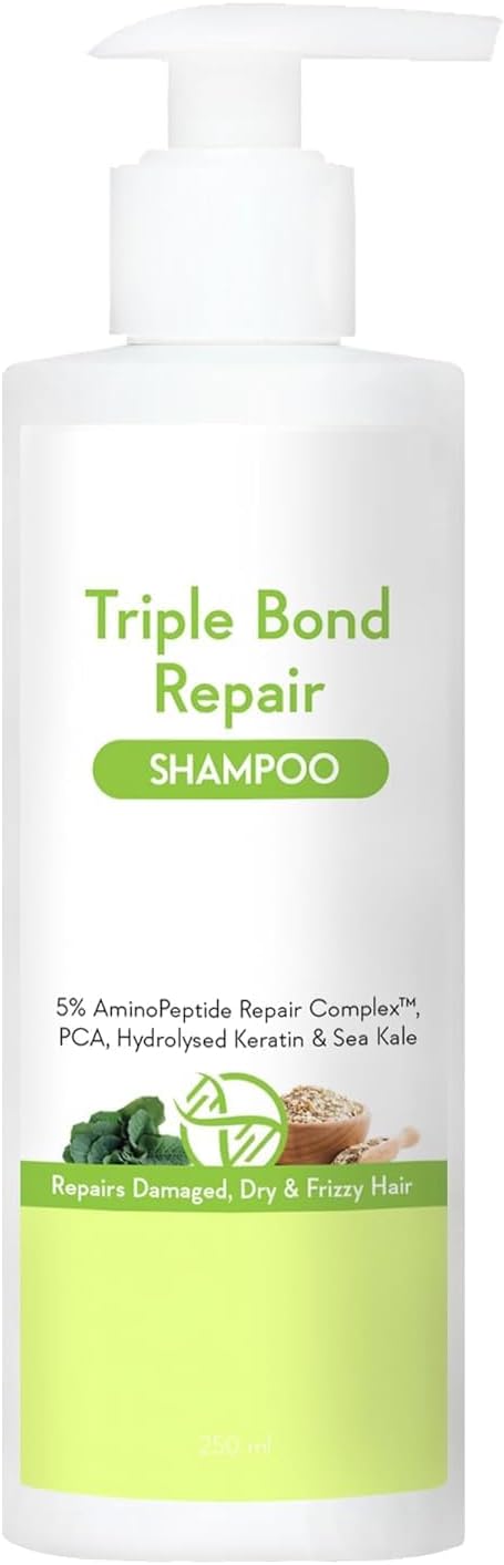 MU Triple Bond Repair Shampoo for Dry & Frizzy Hair - 5% AminoPeptide Complex & PCA - Repairs Damaged & Frizzy Hair 250ml