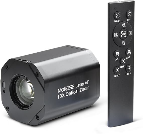 MOKOSE USB HDMI Video Camera Webcam 10X Optical Zoom Full HD 1080p Laser Detection Auto Focus and Remote Control for Conference Live Streaming Business Education Medical Teaching
