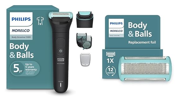 Philips Norelco Body Groomer Series 5000, BG5490/50 with Philips Norelco Body Groomer Replacement Shaving Foil Head, BG2010/40 - Whole Body Grooming, 100% Showerproof