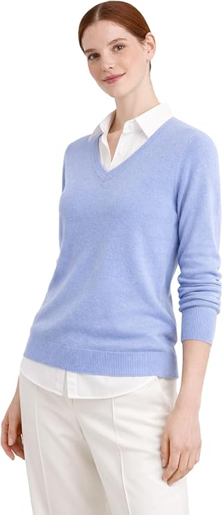 State Cashmere Womens Essential V-Neck Sweater 100% Pure Cashmere Classic Long Sleeve Pullover