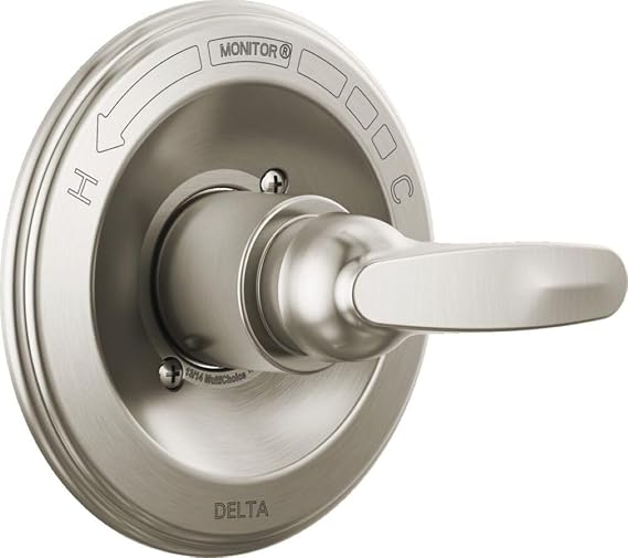 Delta Faucet Foundations 13 Series Single-Function Shower Valve Trim Kit, Shower Handle, Delta Shower Trim Kit, Stainless BT131-SS (Valve Not Included)