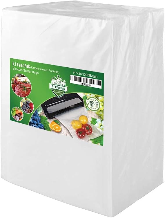 200ct Gallon 11"x16" BPA Free Vacuum Sealer Bags for Food Storage