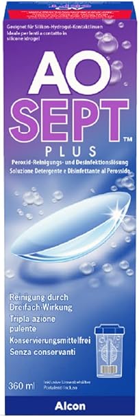 Aosept Plus contact lens care solution single bottle 1 x 360 ml Deep cleaning and disinfection for soft and hard contact lenses