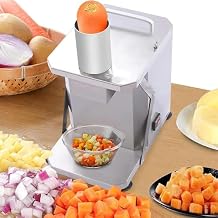 Electric Vegetable Dicer Machine, Commercial Stainless Steel Vegetable Chopper Dicing Machine Automatic Potato Onion Slicing Cube Cutting,10mm