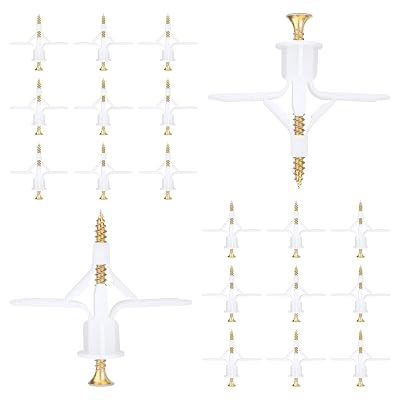 Hollow-Wall Anchors, One Size, 65Lbs Anchor 50pcsScrew 50pcs Drywall Anchor kit with Screws, Self-Drilling Hollow Wall Anchor, White
