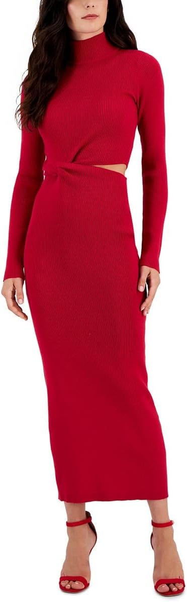 Rachel Roy Womens Tie Front Sweater Dress, Red, X-Large