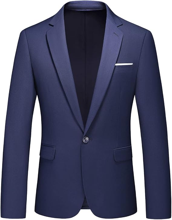 Men's Casual Slim Fit Suit Blazer Jacket One Button Lightweight Sport Coats Formal Dress Daily Business Suit Jacket