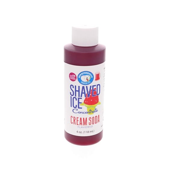 Hypothermias Shaved Ice and Snow Cone Syrup Unsweetened Flavor Concentrate - 4 Fl Oz - Makes 1 Gallon of Ready to Use Syrup - Red Cream Soda - Must Add Filtered Water and Sweetener