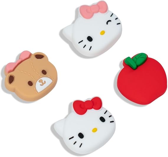 Kuitmor 4PCS Thumb Grips Caps Compatible with Switch/OLED/Lite, Kawaii Charactor Thumbs Grip, Soft Silicone Switch Joystick Cover for JonCon, Cute Cat Style, White & Red