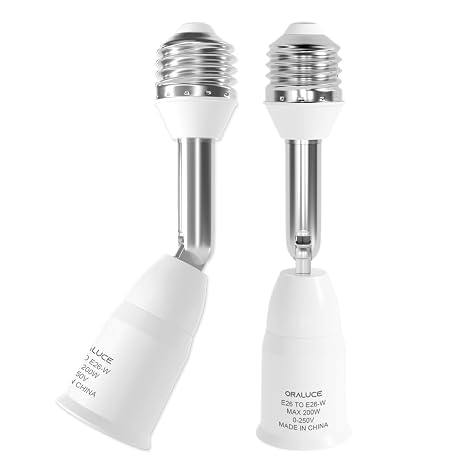 ORALUCE Light Bulb Socket Extender, Adjustable 5.4 Inch Extension, 2 Pack
