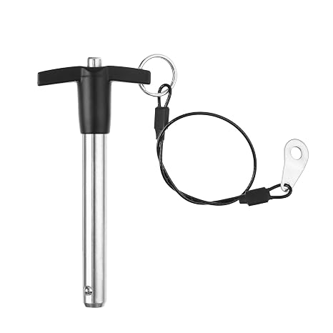 T Handle Quick Release Pin 0.47 Inch Diameter ,Stainless Steel Ball Locking Pin with Push Button Lanyard Cable Usable Length 2.76"(12*70mm)