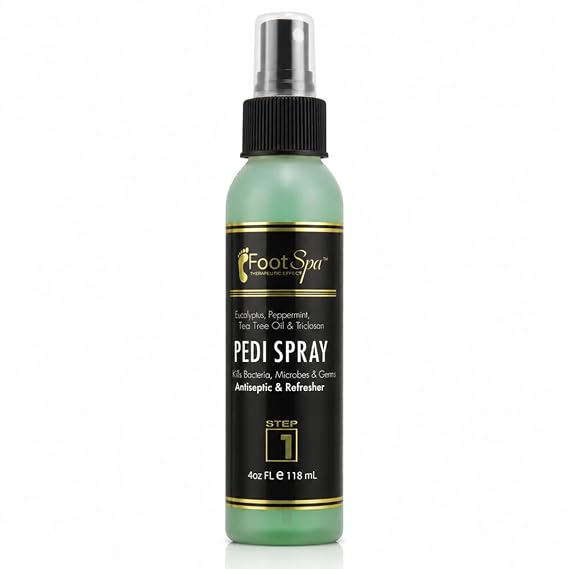 Pedi Spray Antiseptic, Mint & Eucalyptus - Refreshing Foot Care - 4 Ounces, white