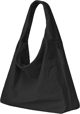 Hobo Bags for Women Nylon Crescent Shoulder Bag Large Tote Bag with Side Pockets for Daily, Shopping, Travel