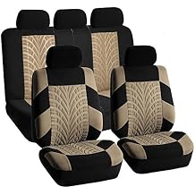 TLH Car Seat Covers Travel Master Automotive Car Seat Covers Full Set Beige Seat Covers Airbag Compatible and Split Rear Car Seat Cover Universal Fit Interior Accessories for Cars Trucks and SUV