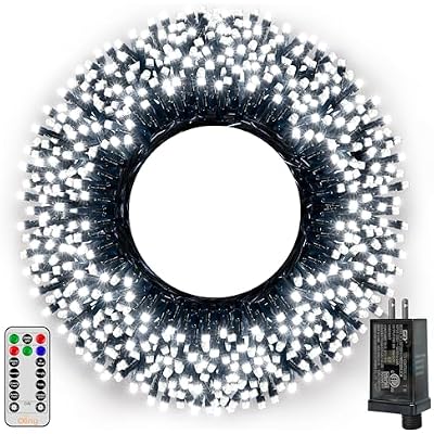 Ollny 500LED 164FT Long Christmas Tree Lights with 8 Modes Remote Timer IP44 Waterproof, Outdoor Christmas Lights for Tree House Yard Outside Xmas Decorations White