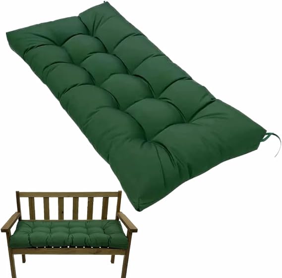 Bench Cushions for Indoor Furniture,Tufted Patio Bench Seat Cushion, Swing Seat Cushion,Garden Loveseat Cushions,Outdoor Cushions for Lounger Garden Furniture Patio (Green, 39.3x19.7)