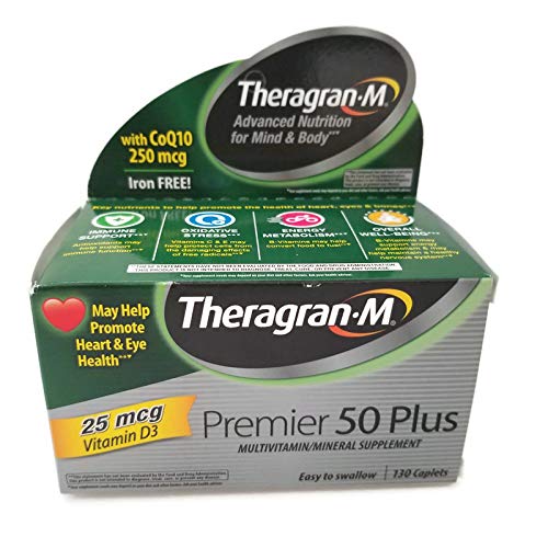 Multivitamin  Multimineral Supplement with Lutein & Lycopene, 130 Caplets. Premier 50 Plus By Theragran-m