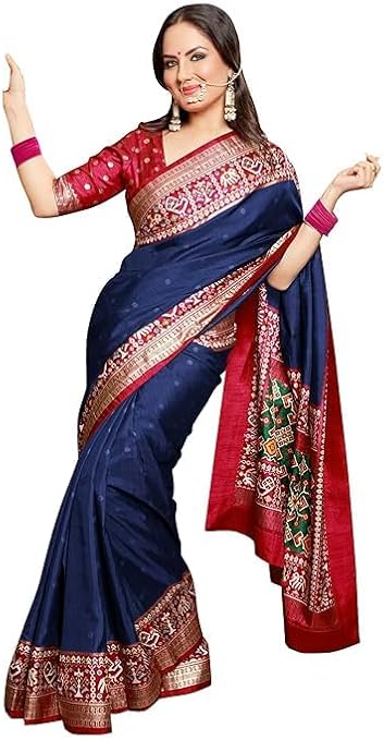 Women's Silk Blend Woven Design Saree With Blouse Piece