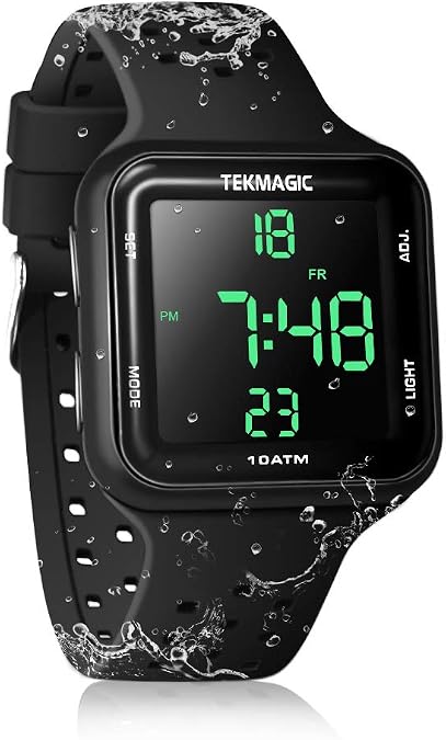 100m Water Resistant Scuba Diving Watch with Stopwatch, Alarm Clock Functions, Dual Time Display, 12/24 Hour Format
