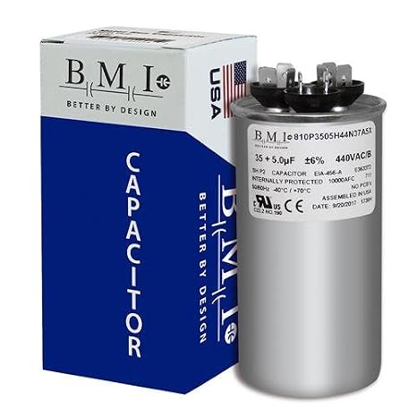 35 + 5 uF 440VAC Round Dual Run Capacitor, Compatible Replacement for Mars 14283
