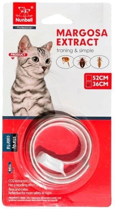 Nunbell Kediler için Pire, Kene Tasması (Boyun max: 36 cm)