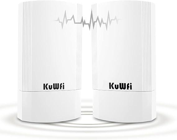 KuWFi 5.8G Point to Point Outdoor WiFi Bridge, 900Mbps, 2KM Range, 2-Pack