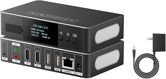 WayPonDEV ENC1-V3P 4K HD HDMI Encoder NDI Decoder - SRT RTMP/RTSP/UDP/H265 Protocols - Support POE and Tally - 100ms Low Latency, 10/100 RJ45 Ethernet Port for Live Stream Broadcasting (Basic Kit)