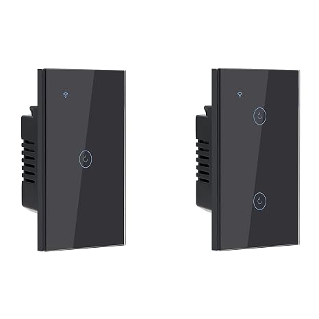 1 Gang and 2 Gang Smart Light Switch Black Bundle