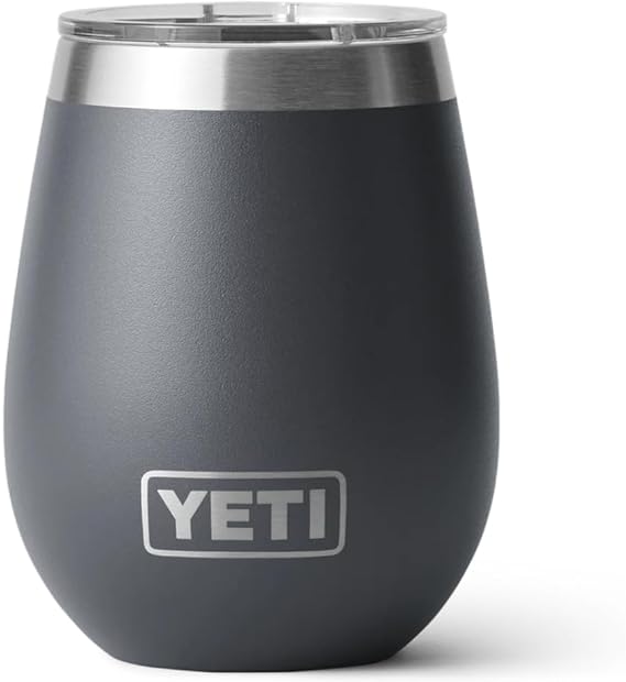 YETI Rambler 10 oz Wine Tumbler, Vacuum Insulated, Stainless Steel with MagSlider Lid, Charcoal