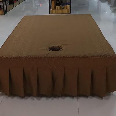 Coffee,1.2  2m,LDLCYCN Massage Bed Cover with Face Hole Thai Massage Table Bedskirt Breathable Massage Table Skirt Reusable Beauty Bed Mattress Cover for Large-Sized Massage Table Spa Bed