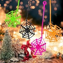 Glow Fever 24Pcs Sticky Spider Web Party Favors Pack, 7.5 inches in Total Length, Halloween Party Favors, Gifts For Birthday, Goodie Bag Classroom Prizes, 4 colors