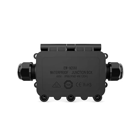 Outdoor IP68 Waterproof Junction Box, 2 Way M20 Coaxial Underground Cable Connector for 5-12mm Wire Range External Electric Power Cord Boxes-Black