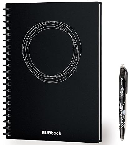 Rubbook Smart Erasble Reusable Notebook, Environmentally Friendly, Wirebound Spiral Notebook, Line Page & Blank Page, Erasable Pen, Scan & Share, B5