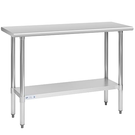 Hally Stainless Steel Table for Prep & Work 18 x 48 Inches NSF Commercial