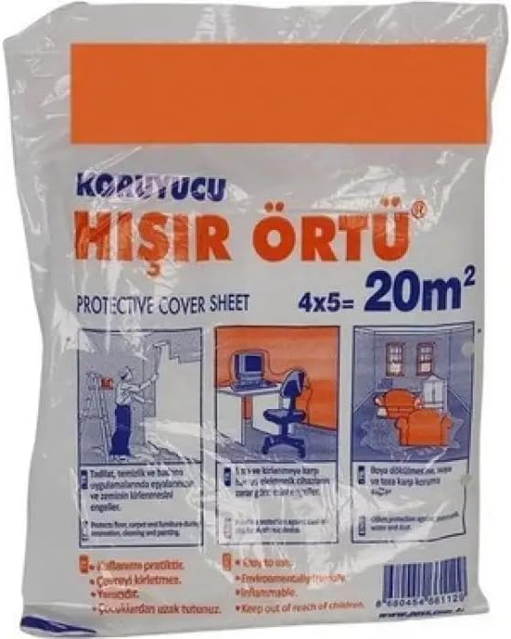 Koruyucu Hışır Örtü 20 M2 | Boya ve Tadilat Tipi Pratik Koruma Naylonu, Mobilya, Eşya ve Zemin Koruyucu Toz ve Su Geçirmez Brandası